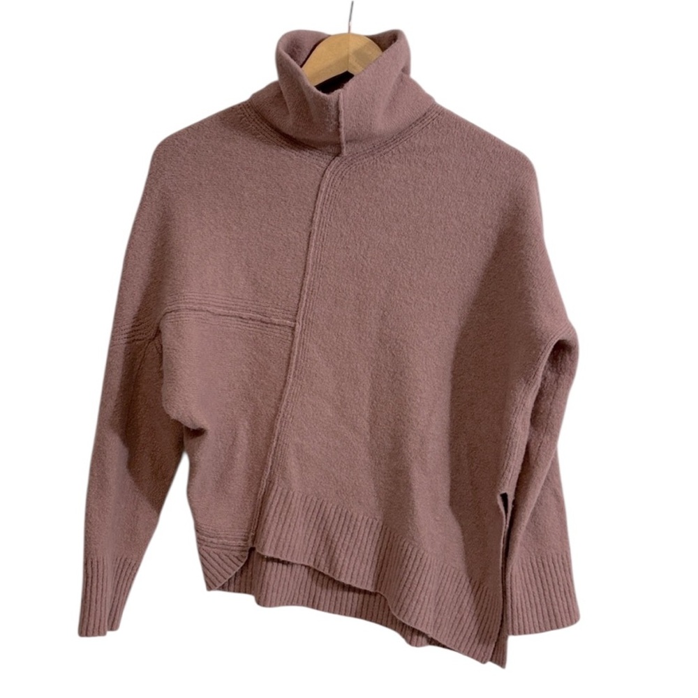All Saints Mauve Lock Roll Turtleneck Asymmetrical Sweater XS
